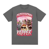 Funny Professional Yapper Meme Cat Graphic T-Shirt Men Fashion