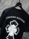 Chh Chrome Hearts T Shirts Embroidered Sanskrit Alphabet Cross Sports Loose Short Sleeve T-Shirt