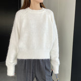 Women Winter Knitted Sweater Thick Sweater Fall/Winter Loose-Fitting Long Sleeve Sweater 6t3539