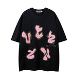 Men T Shirt Spring/Summer Letters Contrast Color Affixed Cloth Embroidered Short Sleeve T-shirt