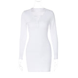 Women Dresses Autumn Winter Sexy V-neck Slim-Fit Long Sleeve Sheath Dress