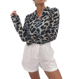 Women T-shirt Shirt Autumn Sexy Leopard Print Chiffon Shirt Women's Shirt OL