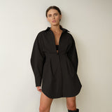 Women Dress Shirt Dress Autumn and Winter Long Sleeve A- line Dress