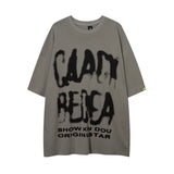 Men T Shirt Hip Hop Alphabet Graffiti Print round Neck Short Sleeve T-shirt