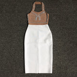 Women's Evening Dress Bandage One-Piece Dress Dress Color Matching Bandage Dress Dress