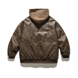 Unisex Winter Cotton Coat down Jacket Retro Loose PU Leather down Jacket