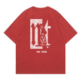 Men T Shirt Vintage Graffiti Distressed Short Sleeve T-shirt