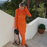 Women Dress Black Pleated Dress Female Autumn Winter Long Dress