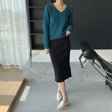 Women Knitted Skirt Autumn Knitted Skirt Hip Skirt