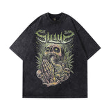 Men T Shirt Gothic Skull Print Heavy Short Sleeve T-shirt