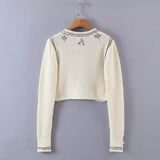 Women Sweater Knitwear Autumn and Winter Sweater Coat Women's Embroidered Knitted Cardigan