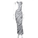 Women Dresses Summer Sexy Mesh Sleeveless Slim Fit Dress