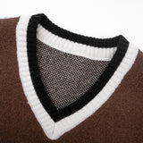 Men Vest Letter Sweater Vest V-neck Sleeveless Knitwear