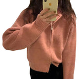 Women Knitwear Spring and Autumn Zipper Sweater Coat Knitted Cardigan Top