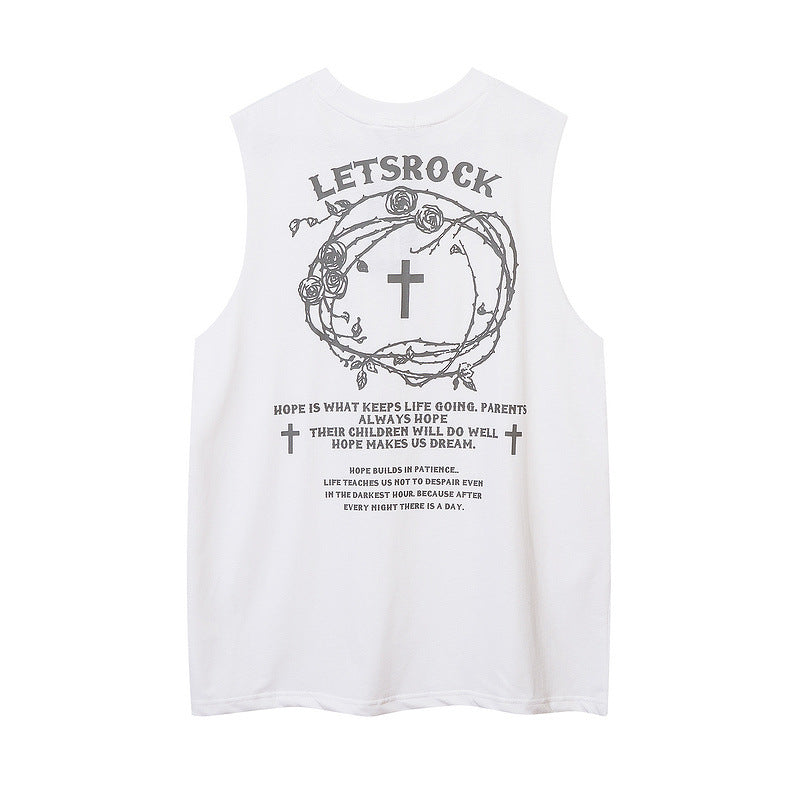 Men Vest Hiphop Sleeveless T-shirt Men's and Women's Hip Hop Dark Style Sports Vest Couple