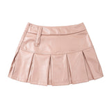 Women Skirt Glossy Pleated Skirt Girls' A- line Skirt