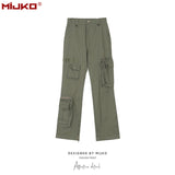 MIJKO Mens Vintage Pants Chain Leg Casual Overalls