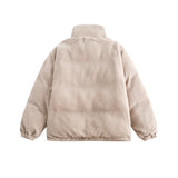 Unisex Winter Cotton Coat Vintage Double-Sided Wear Loose and Warm Pocket Cashmere Cotton-Padded Coat