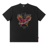 Men T Shirt Oversize Butterfly Flame Print Short Sleeve T-shirt