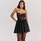 Women Dresses Sexy Lace Backless Black Dress Dress (Lbk0409)