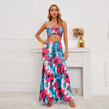 Women Date Dress Summer Sexy Tube Top Sheath Fishtail Skirt Suit Dress