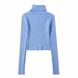 Women Sweater Knitwear Fall Base Knitwear High Neck Short Lightweight Sweater