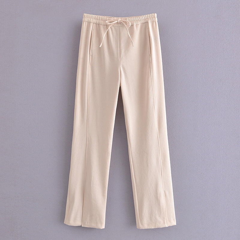 Women Sweatpants Spring and Autumn Straight-Leg Pants Slit Casual Pants