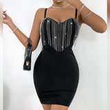 Women Dresses Sexy Tassel Backless Sling Dress Hip Skirt (Cy0417)