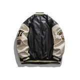 Unisex Winter Cotton Coat Embroidered Baseball Collar Leather Cotton-Padded Coat Retro Thickened Coat