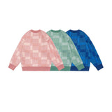 Unisex Sweater Autumn Plaid Three-Dimensional Embroidered Sweater