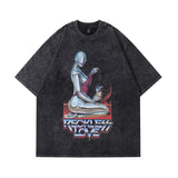 Men T Shirt Gothic Skull Print Heavy Short Sleeve T-shirt