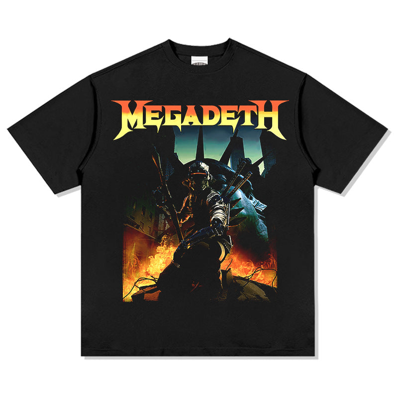 Mens Vintage Rock Band T-Shirt MEGADETH TRIVIUM High Street, Summer, Short Sleeve T-Shirt, Men's Top