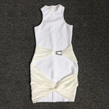 Women's Evening Dress round Neck Sleeveless Voile Slim Dress Bandage One-Piece Dress