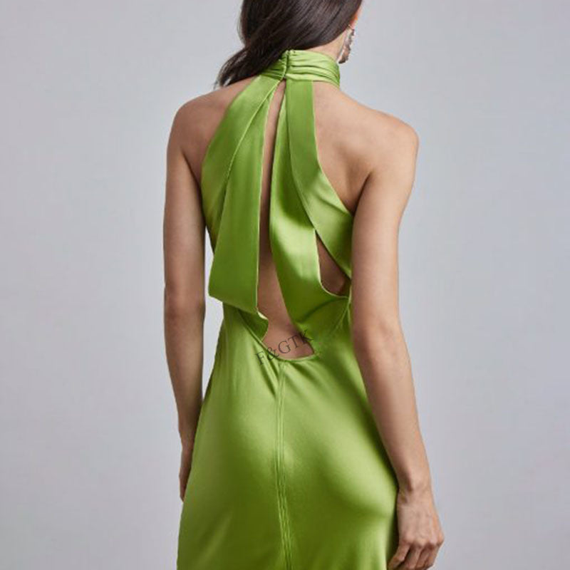 Women Dresses Spring Backless Sleeveless (Bla0420)