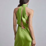 Women Dresses Spring Backless Sleeveless (Bla0420)