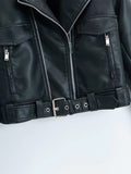 Women Leather Jacket PU Leather Women's Short Slim Jacket Motorcycle Leisure Leather Jacket
