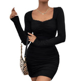 Women Dress Fall/Winter Slim Hip Knitwear Sexy Long Sleeve Dress