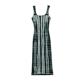 Women Dresses Summer Tie-Dye Vest Dress Backless Sexy Midi Skirt (Xds0414)