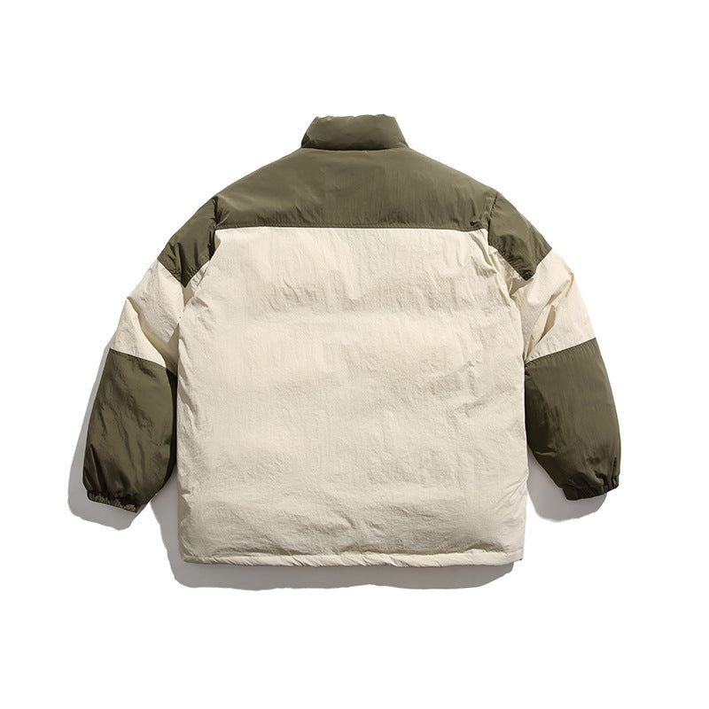 Unisex Winter Cotton Coat Stand-up Collar Cotton-Padded Clothes Vintage Loose and Warm Cotton Jacket