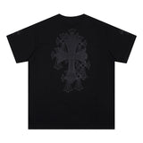 CHH Chrome Heart T Shirts Croix Cross Color Embroidery Printed Short Sleeve T-Shirt Loose