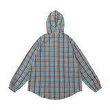 Unisex Jacket Autumn Loose Hooded Plaid Shirt