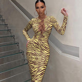 Women Dresses Winter Hollow out Long Sleeve Slim Fit Dress