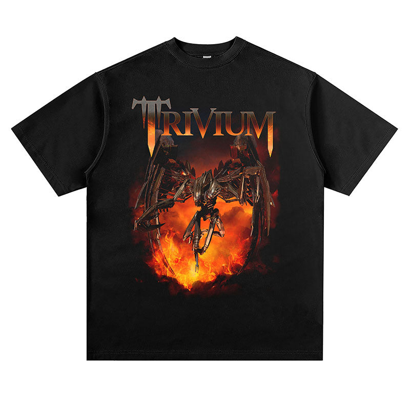 Mens Vintage Rock Band T-Shirt Trivia Rock Band Print T-Shirt VINTAGE Loose Short Sleeve