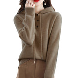 Women Knitwear Fall Winter Hooded Knitwear Loose Sweater