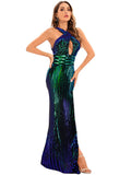 Women's Evening Gown Sexy Backless Vintage Sequins Dress Evening Dress