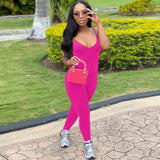 Women Jumpsuit Spring V-neck Backless Slim Fit Jumpsuit