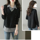 Women Knitted Pullover Spring and Autumn Loose Long-Sleeved Sweater Top
