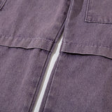 Women Pants Multi-Pocket Workwear Jeans Purple Loose Straight-Leg Wide-Leg Pants