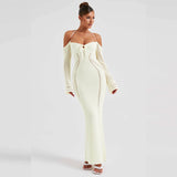Women Dresses Spring Sexy Backless Lace up Slim Fit Hollow out Long Sleeve Dress
