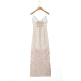 Women Dresses Summer V-neck Lace Floral Strap Dress Backless Sexy Dress (Xds0414)